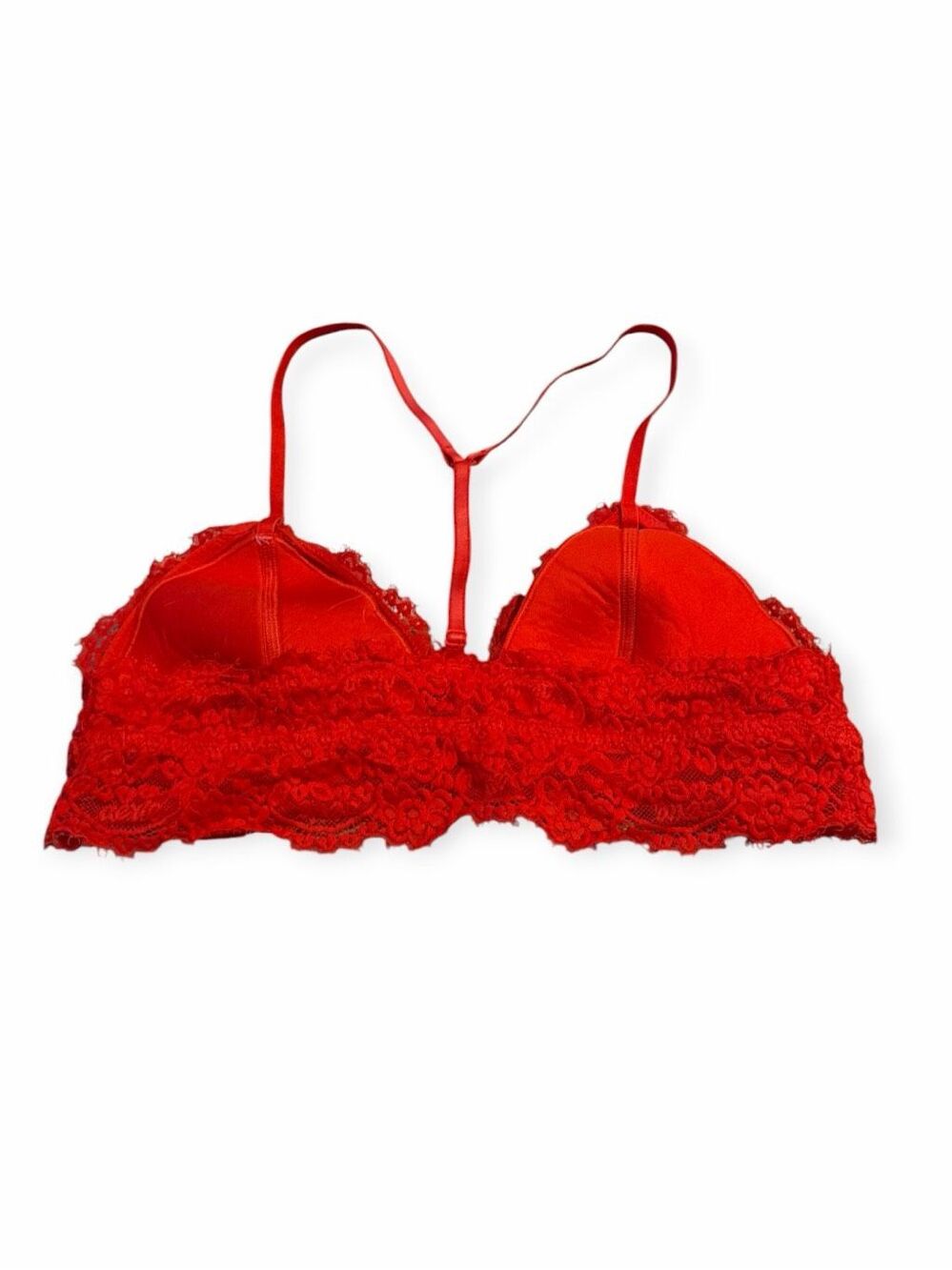 AERIE Red Floral Lace Longline Racerback Bralette Size Medium